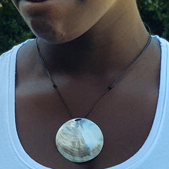 Sea Shell Pendant on Adjustable Black Cord
