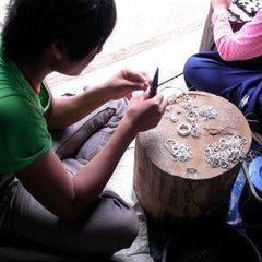 Handcrafted Karen Hill Tribe Silver Bead 10 Strand Necklace-Long - Rainbow Life