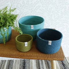 Tall Jute Basket Set - Ocean