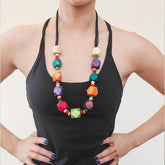 Chunky Rainbow Wood Necklace