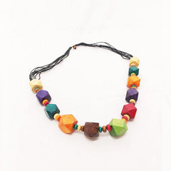 Chunky Rainbow Wood Necklace