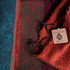 Handloomed Recycled Wool Scarf/Shawl- Striped