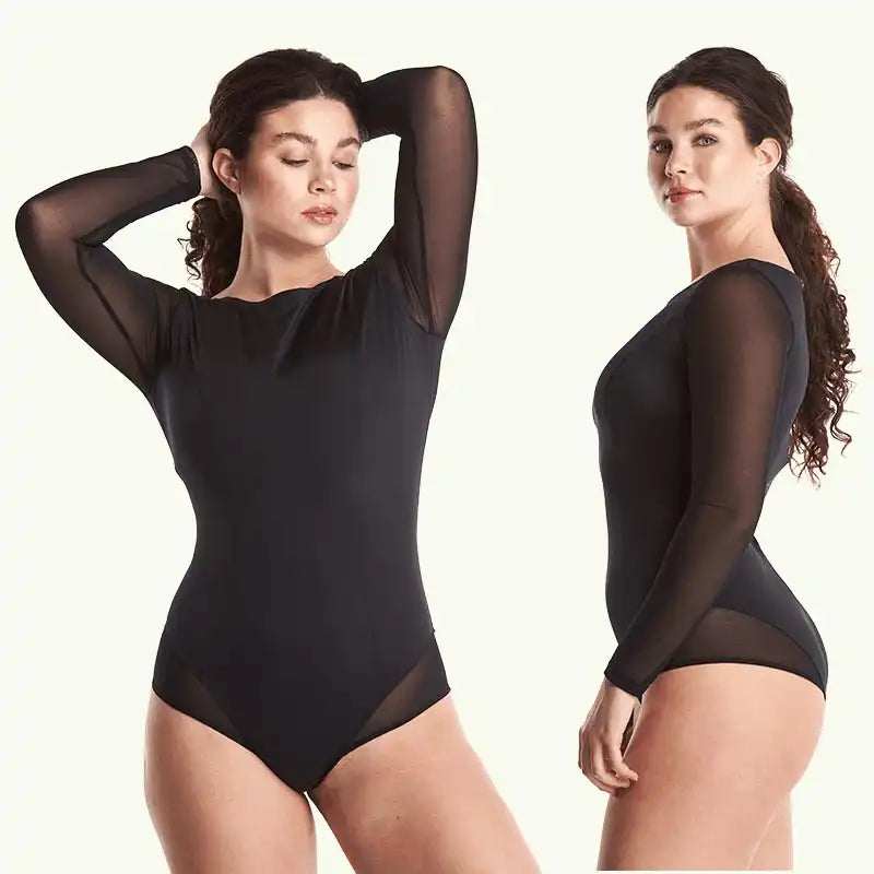 Recycled Lycra Long Sleeve Swimsuit - Black - Monroe