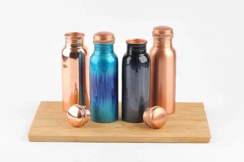 Copper Water Bottle - Brushed Aqua