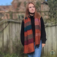 Handloomed Recycled Wool Scarf/Shawl- Striped