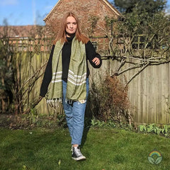 Handloomed Recycled Wool Scarf/Shawl- Striped