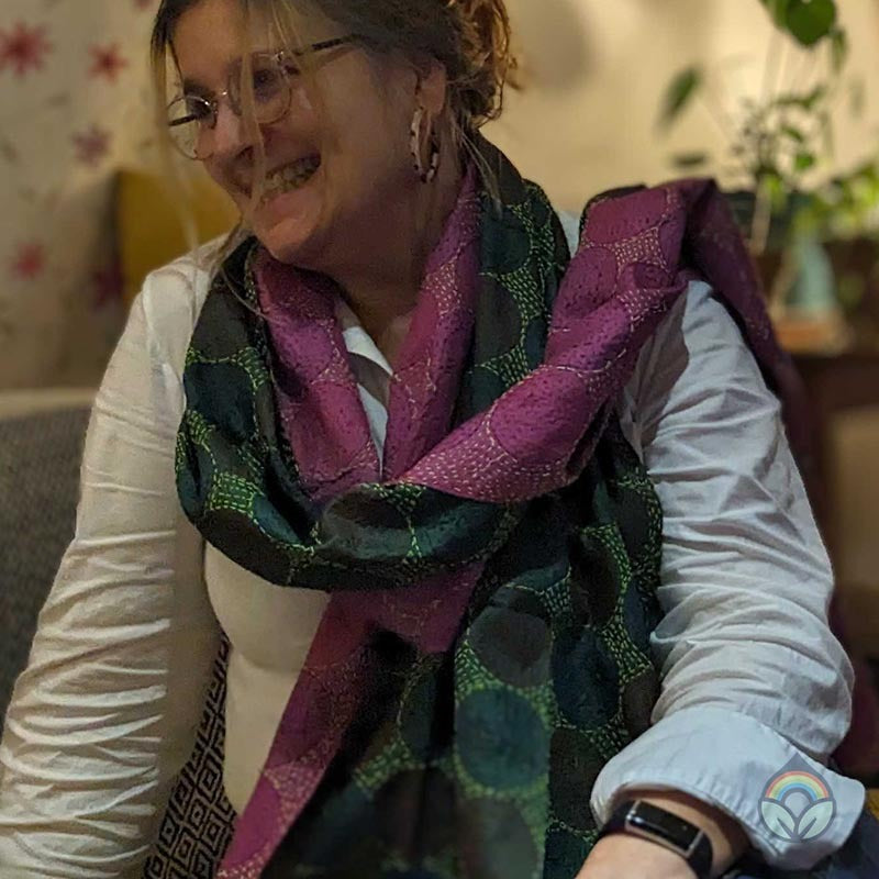 Handstitched Vintage Silk Sari Scarves - Circle Pattern