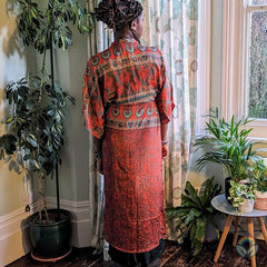 Vintage Silk Kimono - Burnt Umber