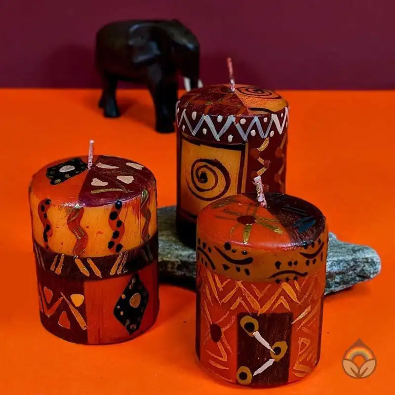 Hand Painted table candles, 3 pack, Liztoni