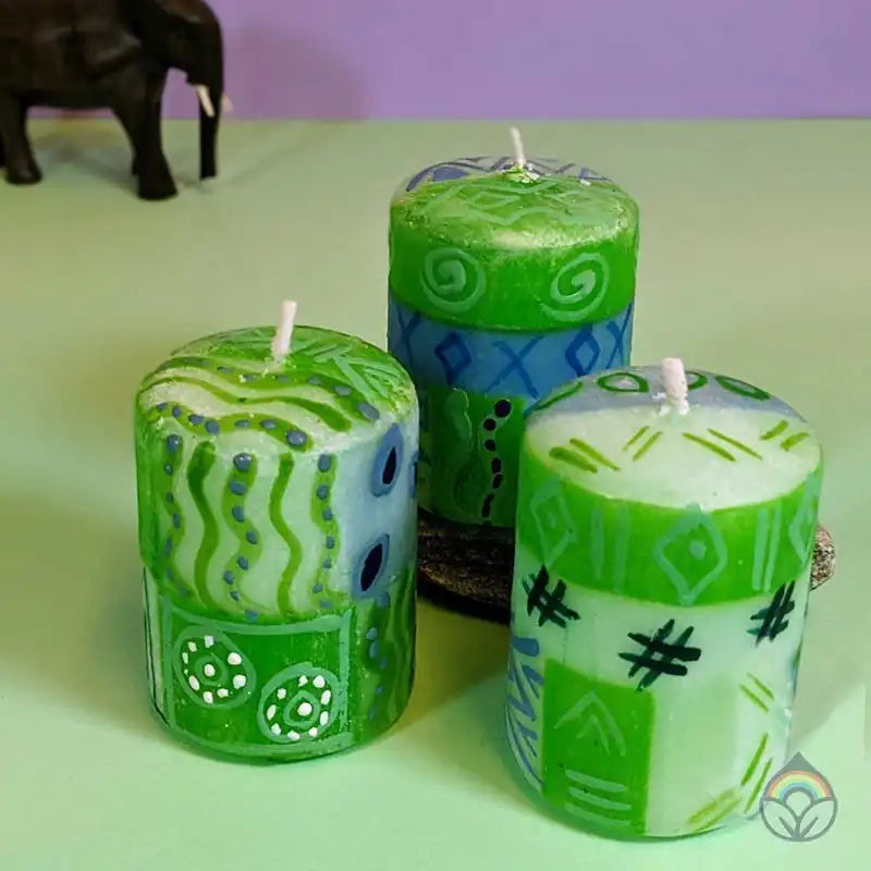 Hand Painted table candles, 3 pack, Farih