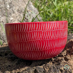 Kenyan Soapstone Bowl - Red Engraved