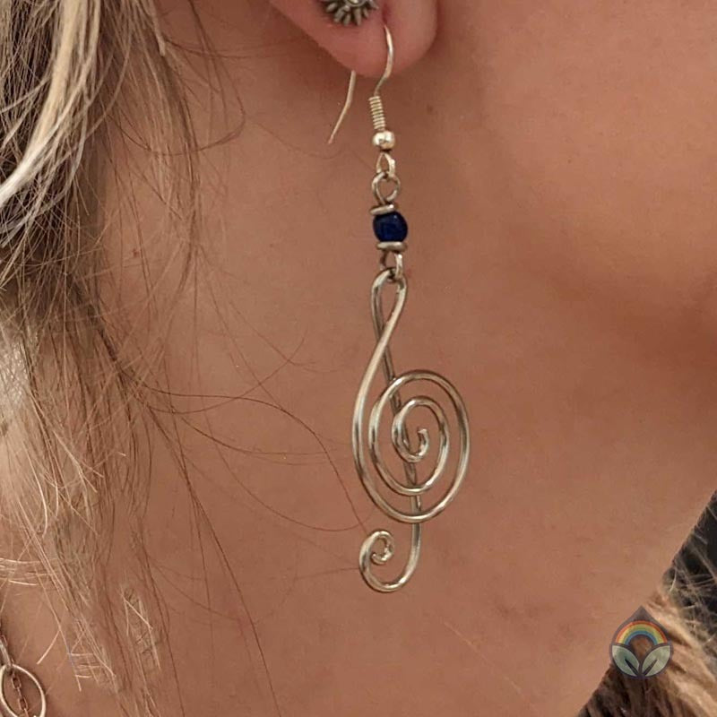 Upcycled Wire Earrings-Musical Clef