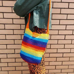 Rainbow Crochet Bag - Large Round