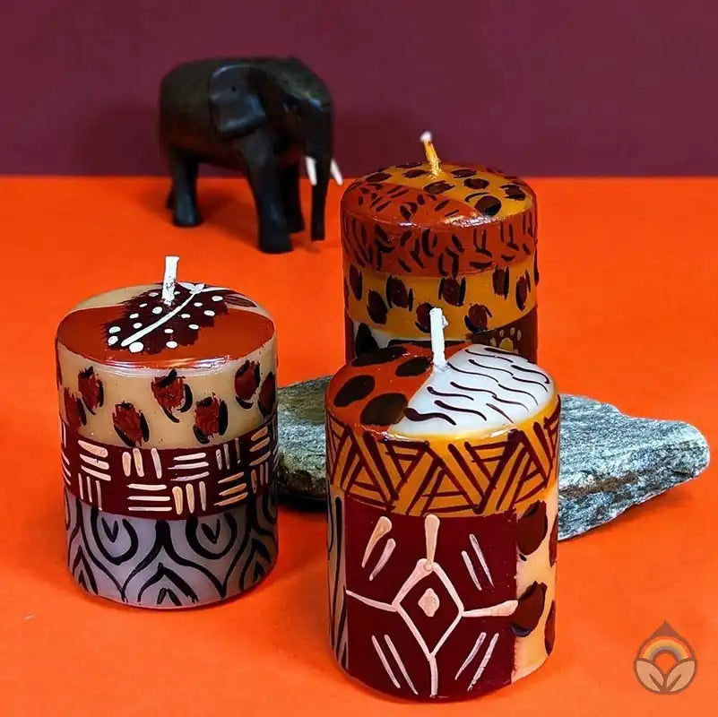 Hand Painted table candles, 3 pack, Uzima