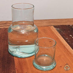 Recycled Glass Carafe With Drinking Glass Lid