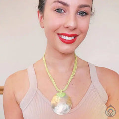 Moon Shell with Green Cord Necklace