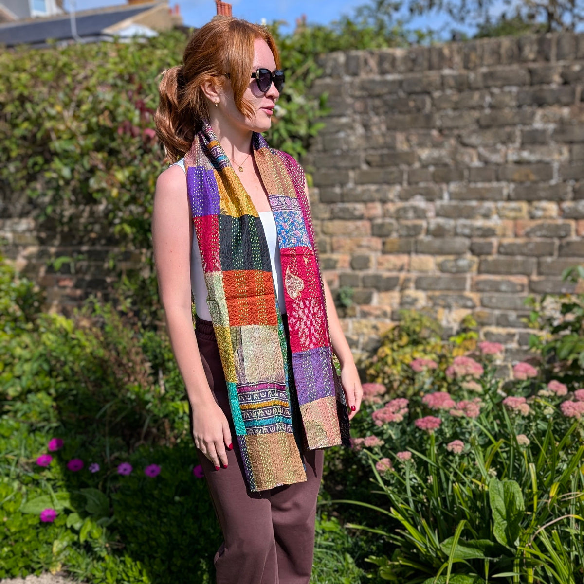 Vintage Silk Sari Patchwork Scarf