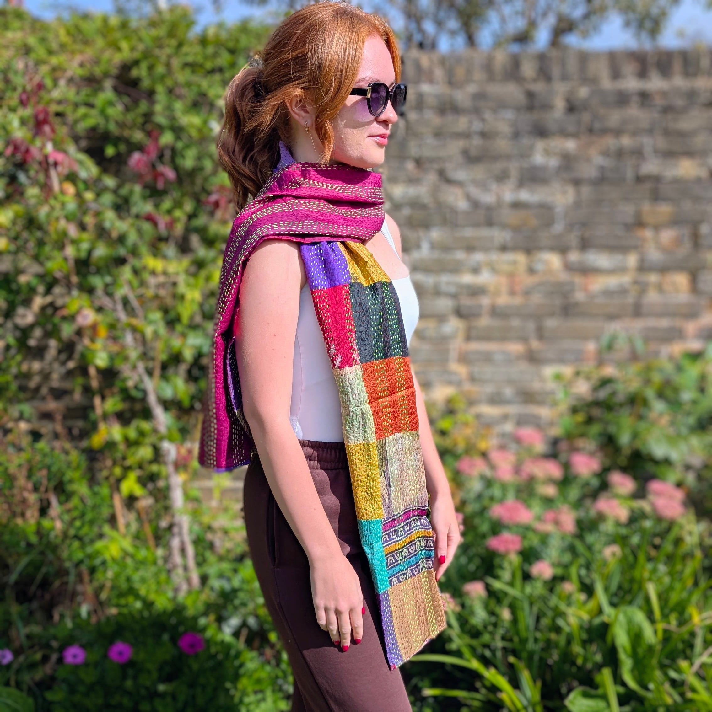 Vintage Silk Sari Patchwork Scarf