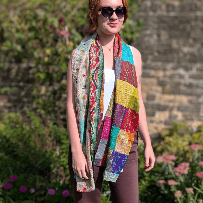 Vintage Silk Sari Patchwork Scarf