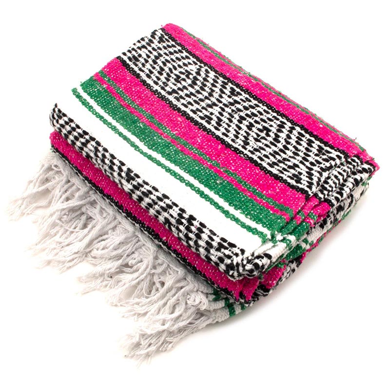 Load image into Gallery viewer, Mexican Falsa Blanket-Green and Pink
