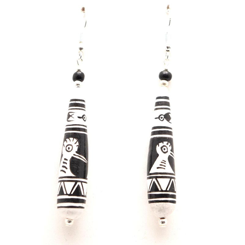 Load image into Gallery viewer, Hand Painted Ceramic Cusco Bead Earrings
