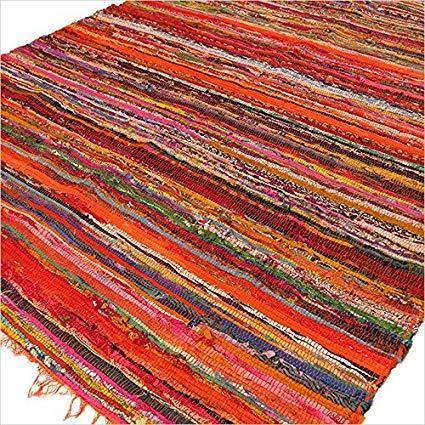 Luxury Indian Rag Rug - Orange - Rainbow Life