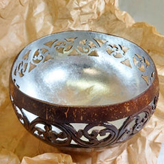 Coconut Bowl/Lamp-Silver Inner
