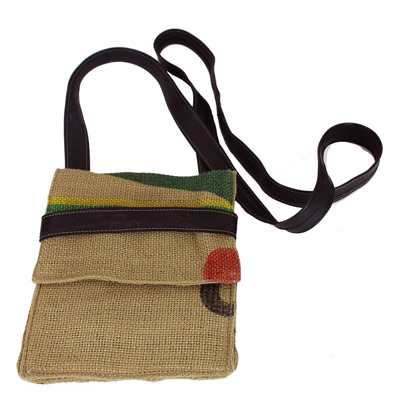 Load image into Gallery viewer, Upcycled Coffee Sack Cross Body Bag- The Kubisa
