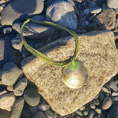 Moon Shell with Green Cord Necklace