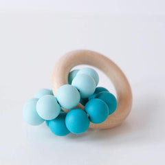 Beech Wood and Silicone Teething Ring-Teal Ombre