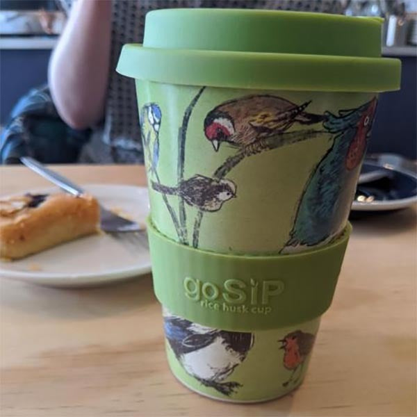 Biodegradable Rice Husk Reusable Travel Cup , Garden Birds