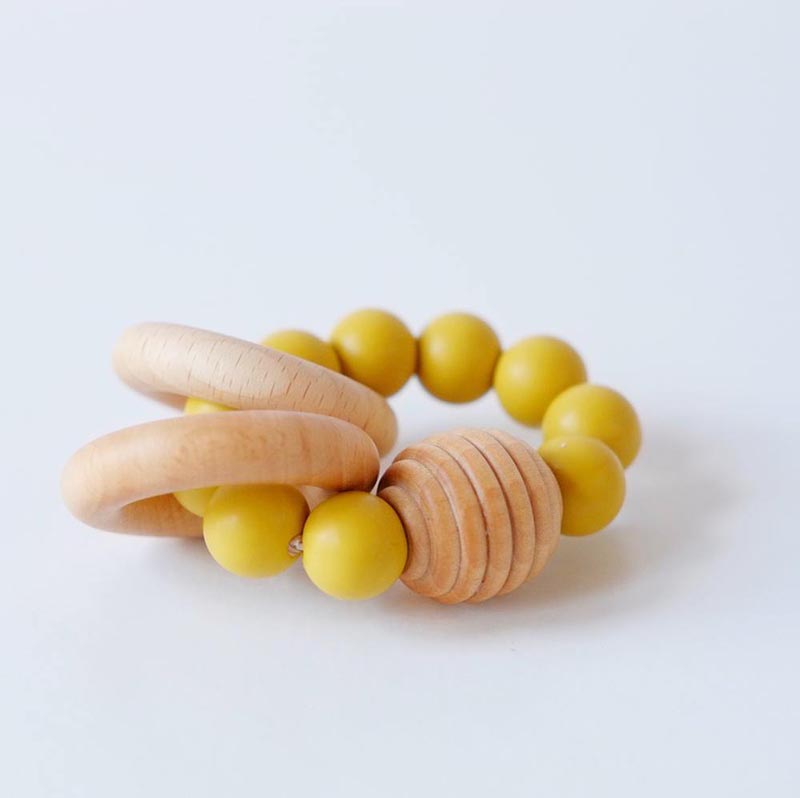 Load image into Gallery viewer, Beehive Silicone &amp; Wooden Teething Toy - Mustard
