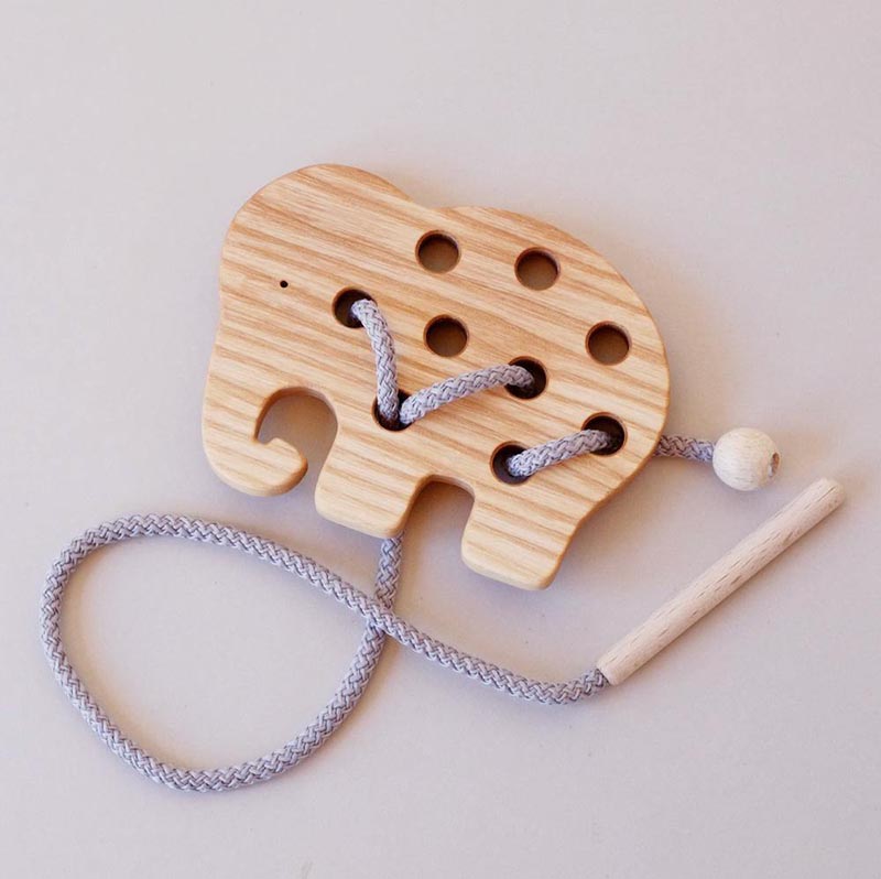 Wooden Lacing Elephant Toy