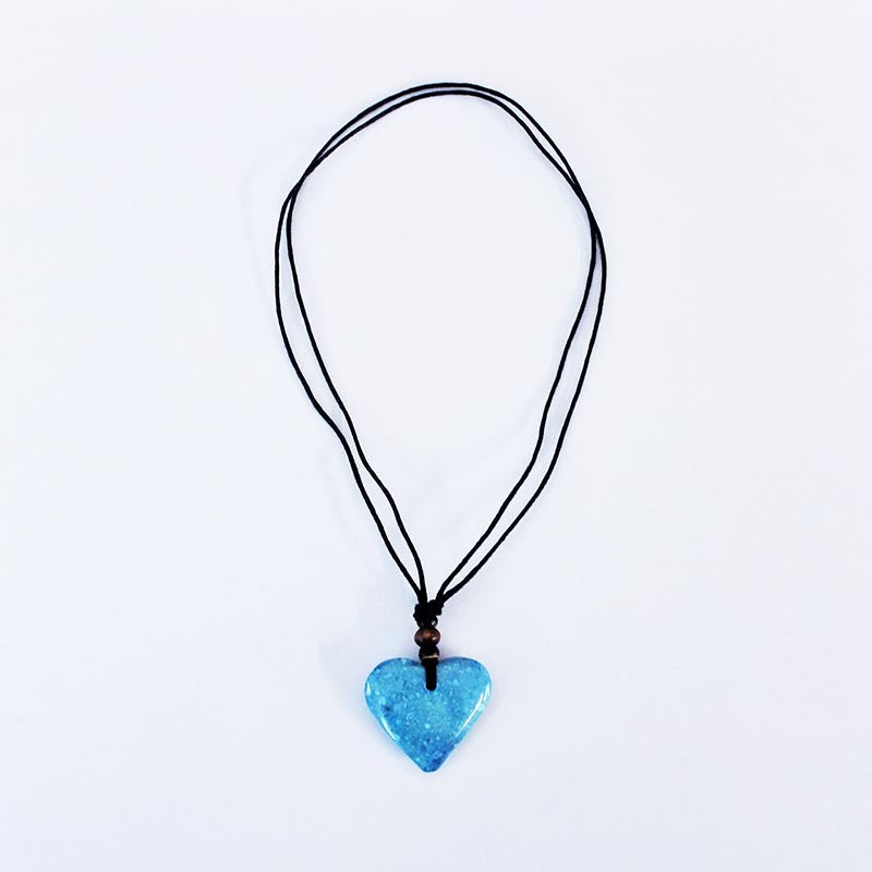 Stone Heart Thong Necklace- Turquoise