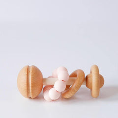 Wooden And Silicone Baby Rattle-Peach