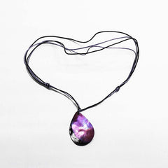 Purple Teardrop Shell On Cord Necklace