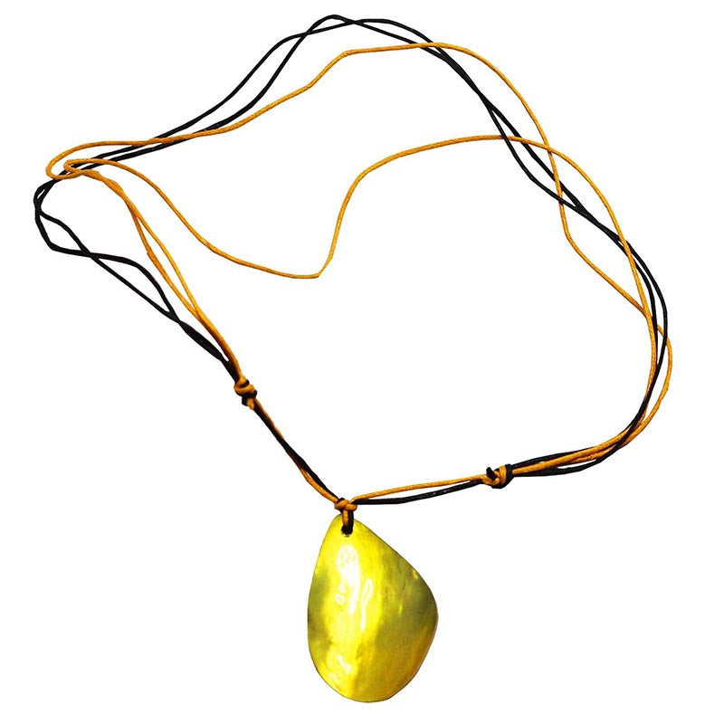 Yellow Teardrop Shell on Cord Necklace