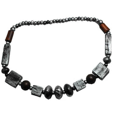 Marbled Painted Silver Bead Necklace