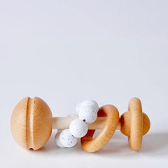 Wooden And Silicone Baby Rattle-Speckled