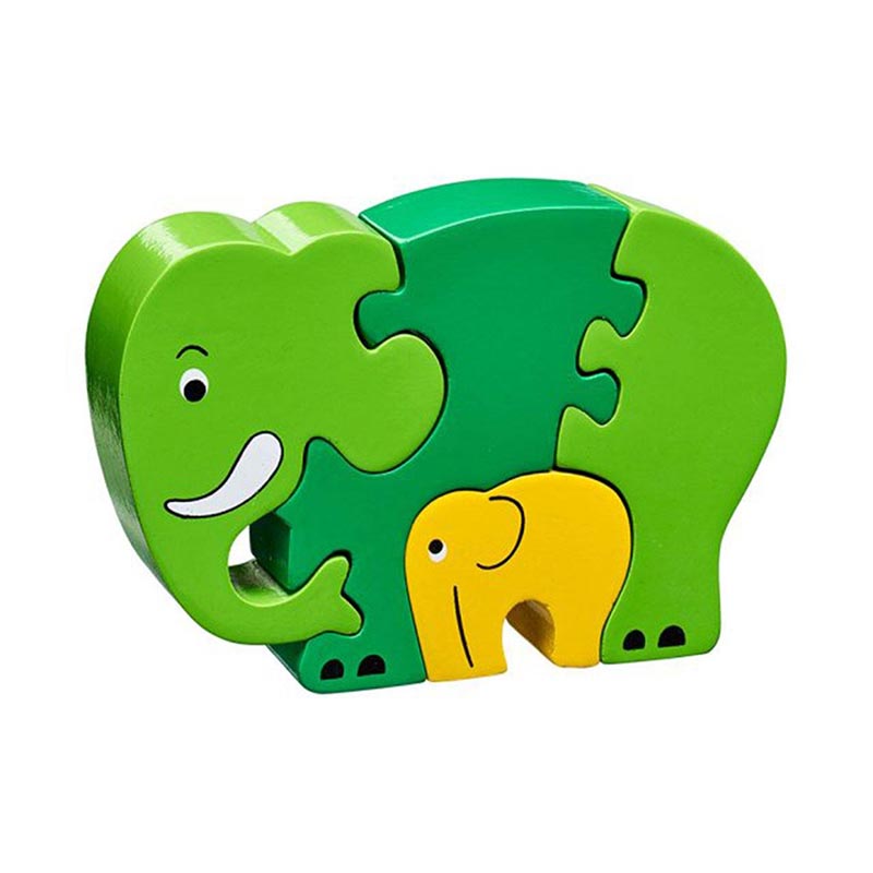 Simple Jigsaw Puzzle - Green Elephant & Calf