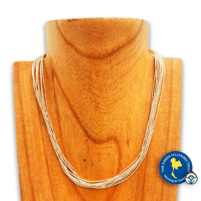 Handcrafted Karen Hill Tribe Silver Beaded 10 Strand Necklace- Short