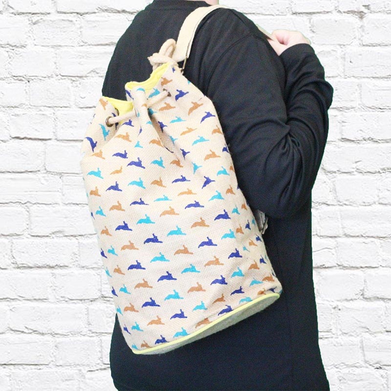 Load image into Gallery viewer, Jute Duffle Bag - Hare Print
