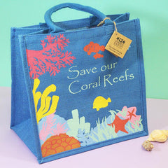 Jute Eco Shopper-Save Our Coral Reefs
