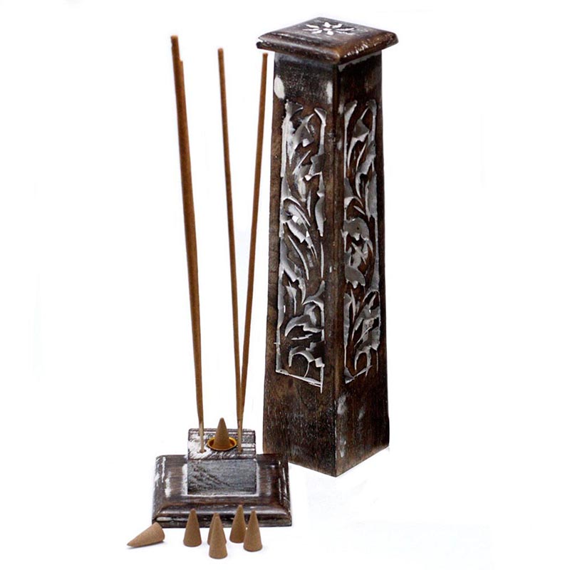 Load image into Gallery viewer, Mango Wood Incense Tower
