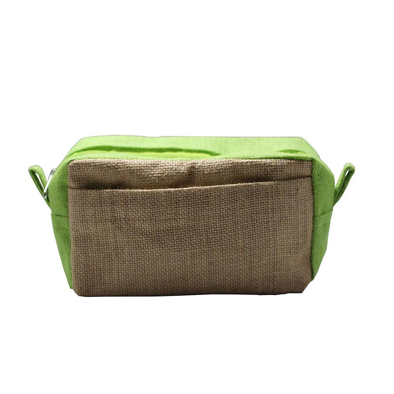 Load image into Gallery viewer, Jute Toiletry Bag - Natural &amp; Green
