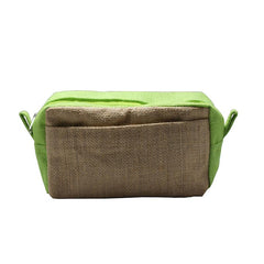 Jute Toiletry Bag - Natural & Green