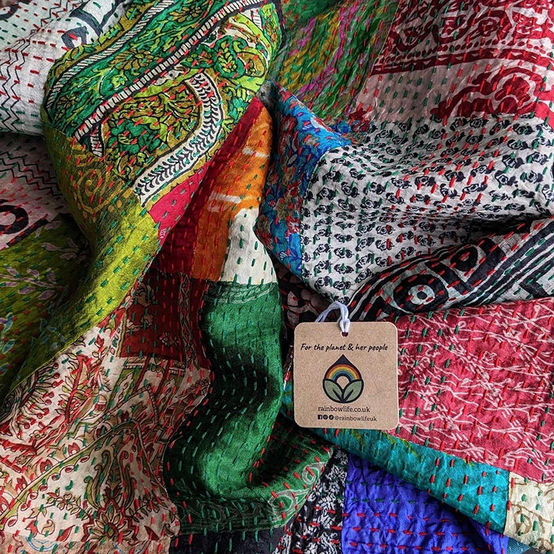 Load image into Gallery viewer, Vintage Silk Sari Patchwork Scarf
