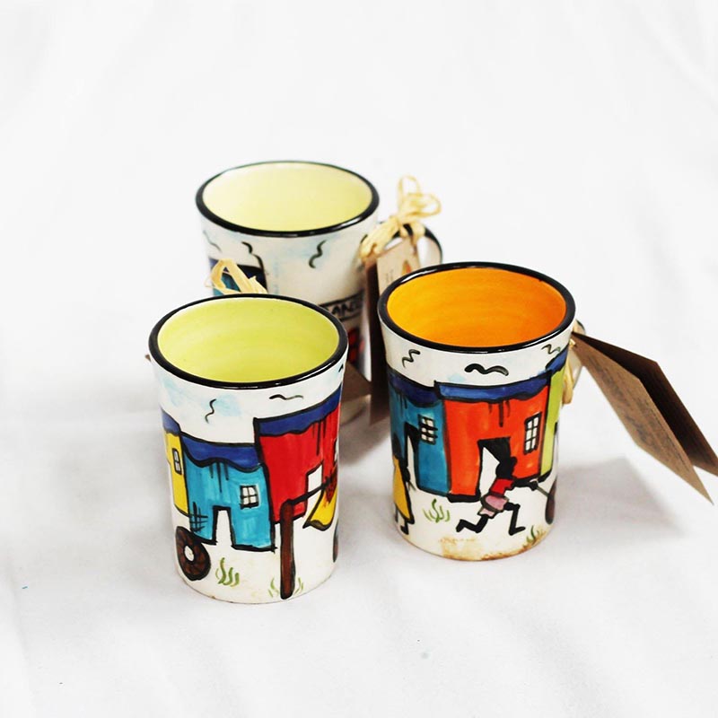 Hand Painted Ceramic Espresso Cup-Village