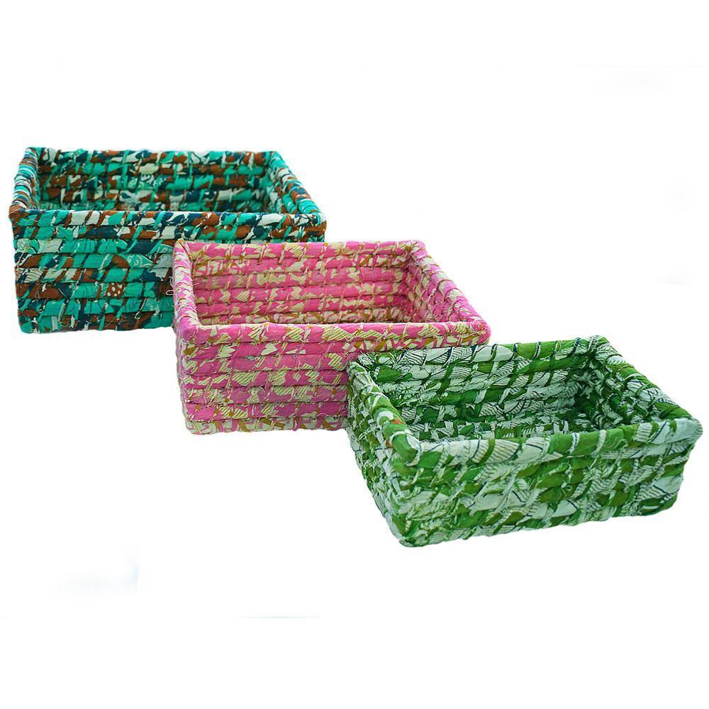 Load image into Gallery viewer, Upcycled Sari Nesting Baskets-Large - Rainbow Life
