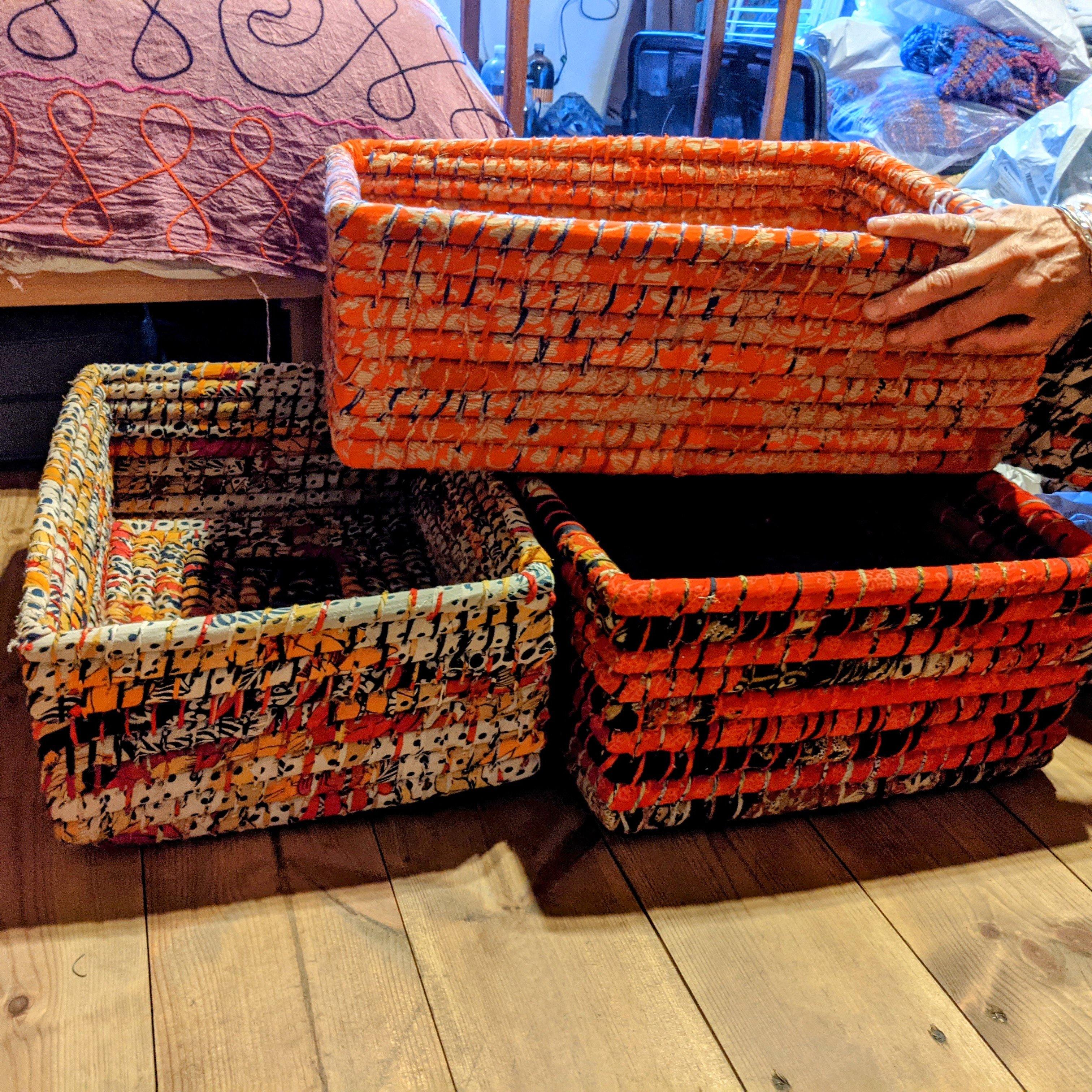 Load image into Gallery viewer, Upcycled Sari Nesting Baskets-Large - Rainbow Life
